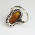 vechi inel cu chihlimbar baltic, stil Art Nouveau. argint. Germania